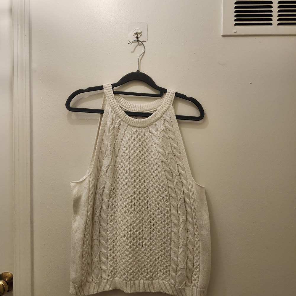 Elegant Cream Cable Knit Women's Top